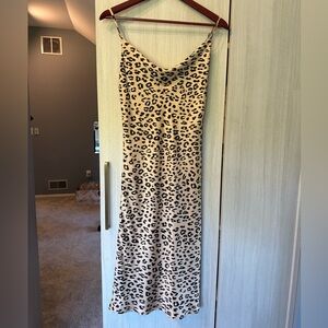 Bardot Leopard Print Slip Dress - Black and Cream